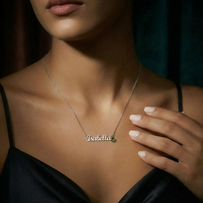 Collier Prénom Personnalisé avec Pierre de Naissance