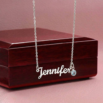 Collier Prénom Personnalisé avec Pierre de Naissance