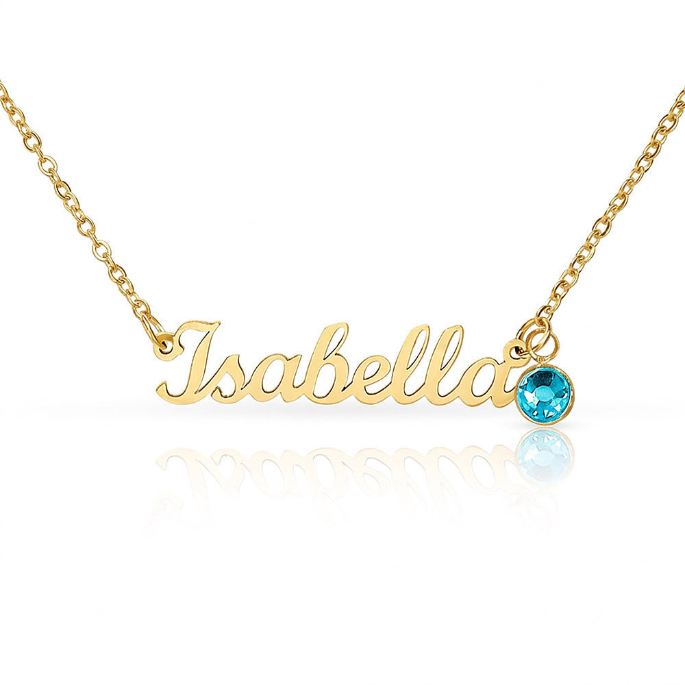 Collier Prénom Personnalisé avec Pierre de Naissance