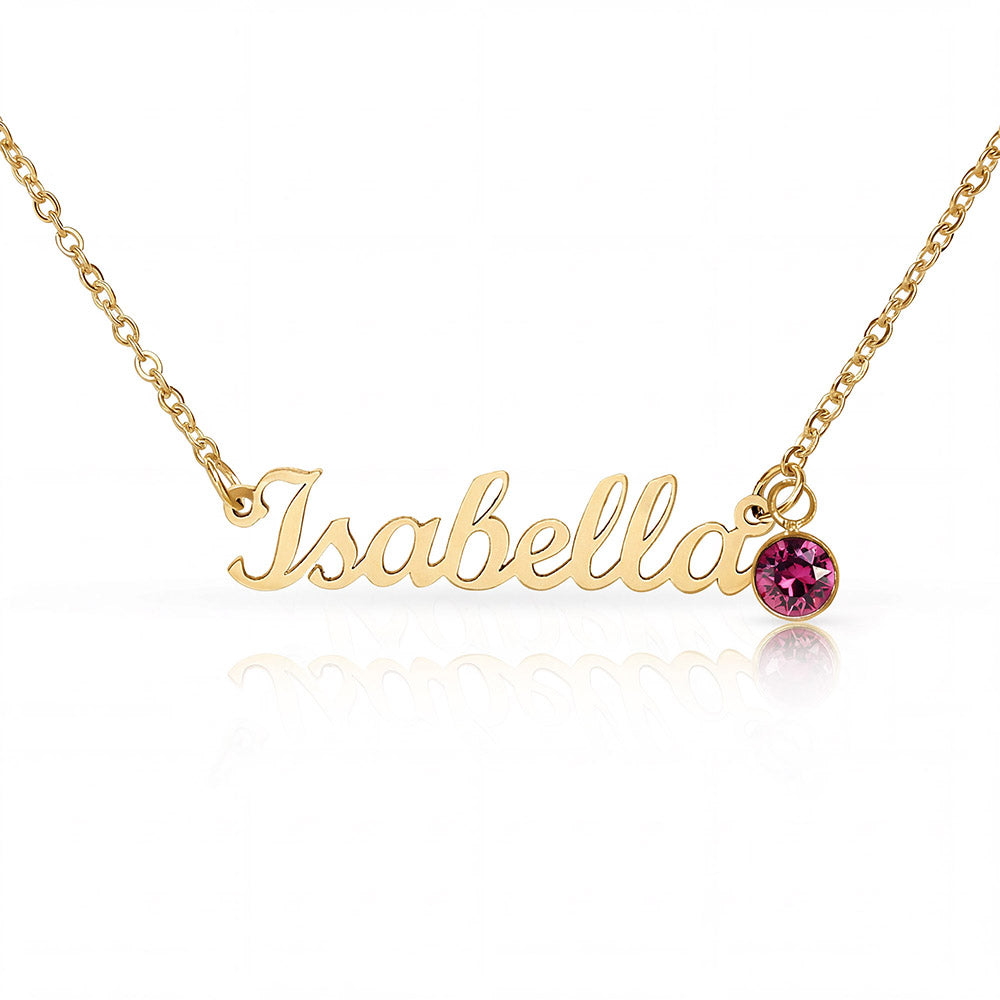 Collier Prénom Personnalisé avec Pierre de Naissance