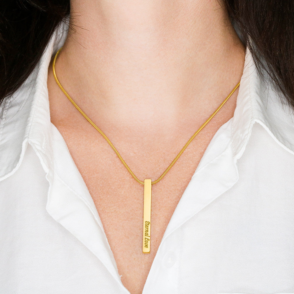 Collier Barre Verticale Gravée