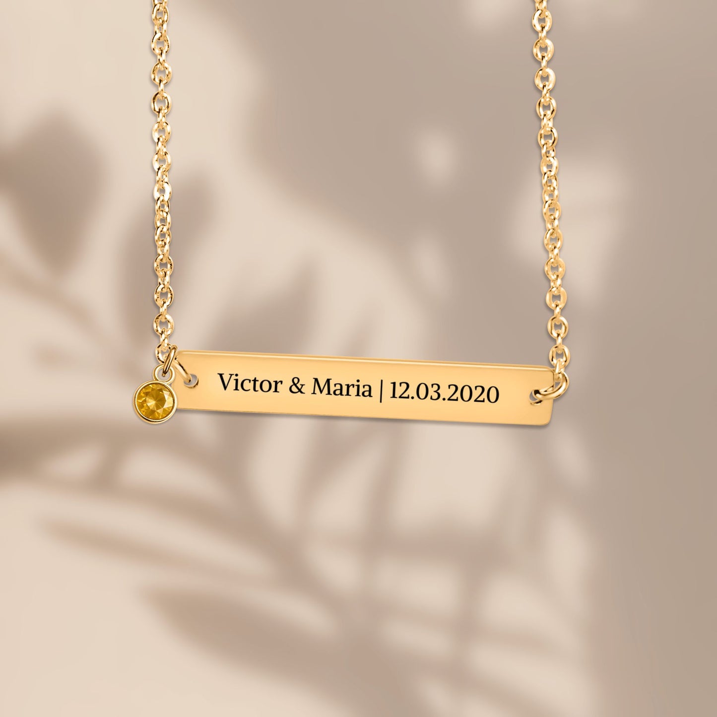 Collier Barre Horizontale & Pierre de Naissance
