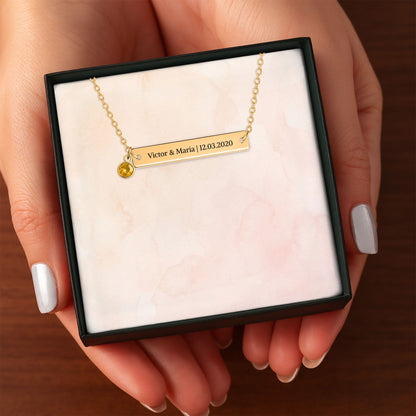 Collier Barre Horizontale & Pierre de Naissance