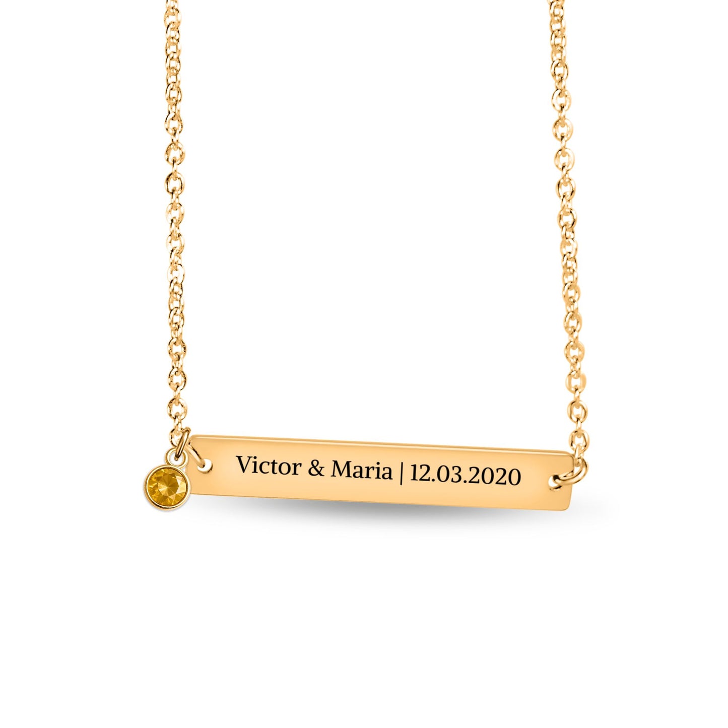 Collier Barre Horizontale & Pierre de Naissance