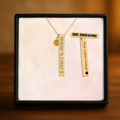 Collier Barre 3D & Pierre de Naissance