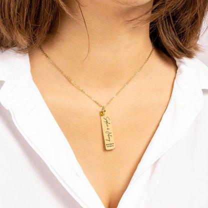 Collier Barre Verticale & Pierre de Naissance