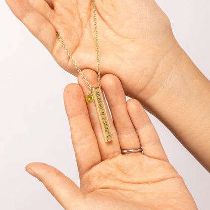 Collier Barre 3D & Pierre de Naissance