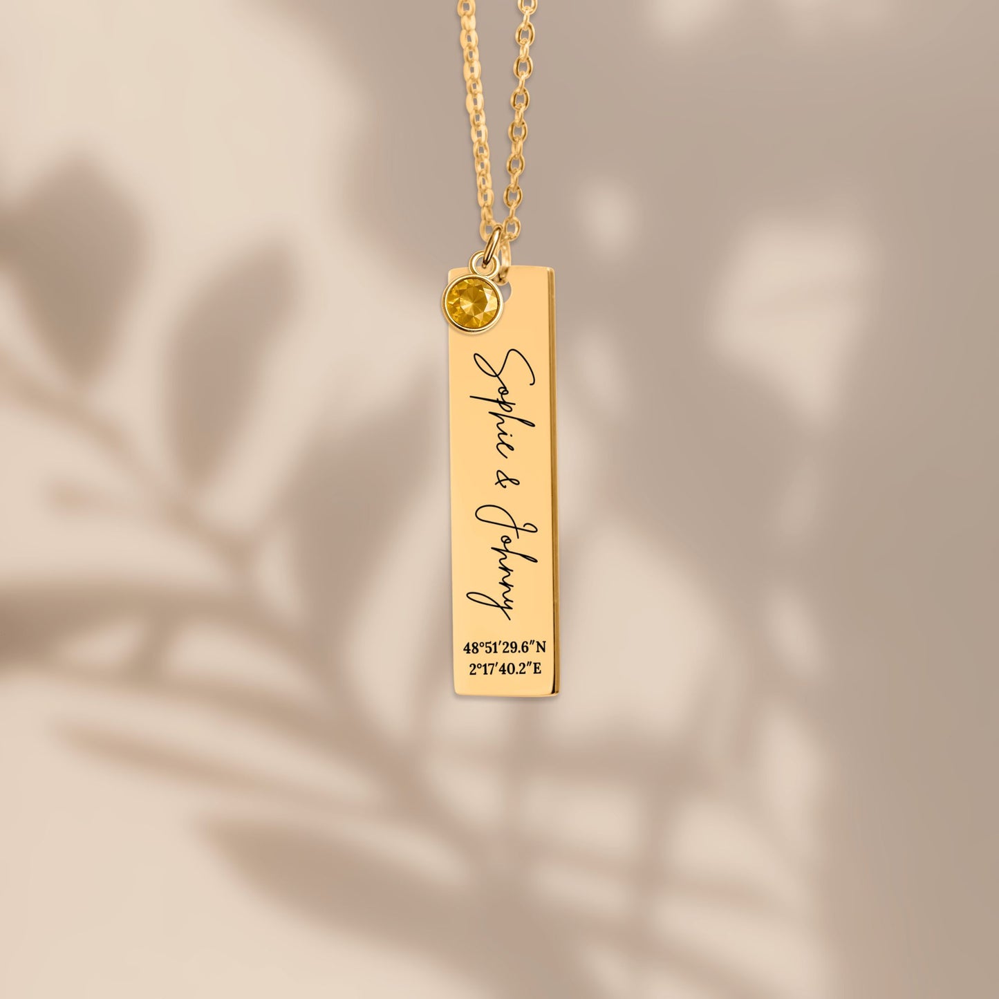 Collier Barre Verticale & Pierre de Naissance
