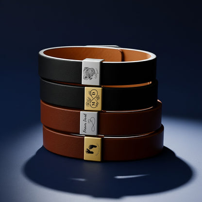 Bracelet Homme en Cuir Gravé Personnalisé