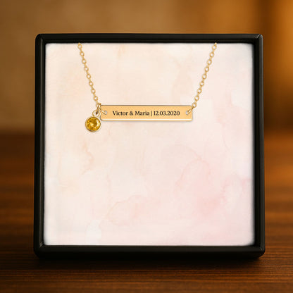 Collier Barre Horizontale & Pierre de Naissance