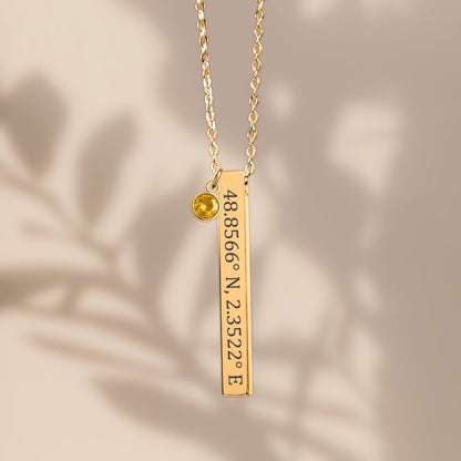 Collier Barre 3D & Pierre de Naissance