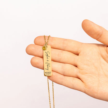 Collier Barre Verticale & Pierre de Naissance