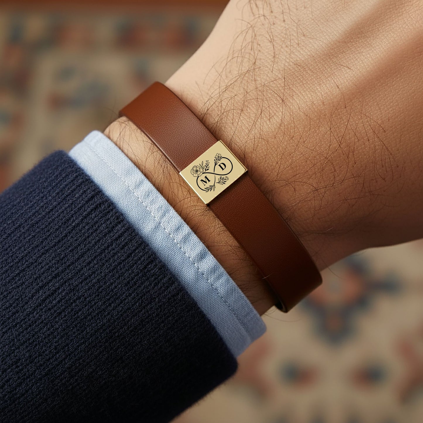 Bracelet Homme en Cuir Gravé Personnalisé