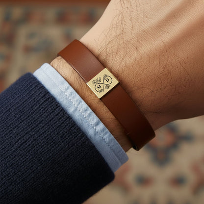 Bracelet Homme en Cuir Gravé Personnalisé