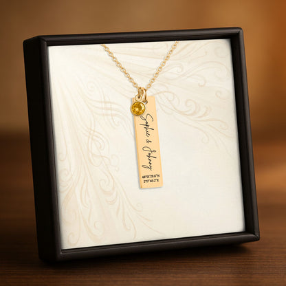 Collier Barre Verticale & Pierre de Naissance