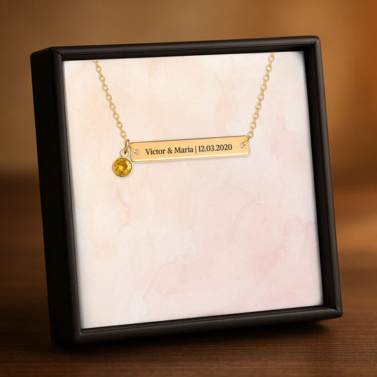 Collier Barre Horizontale & Pierre de Naissance